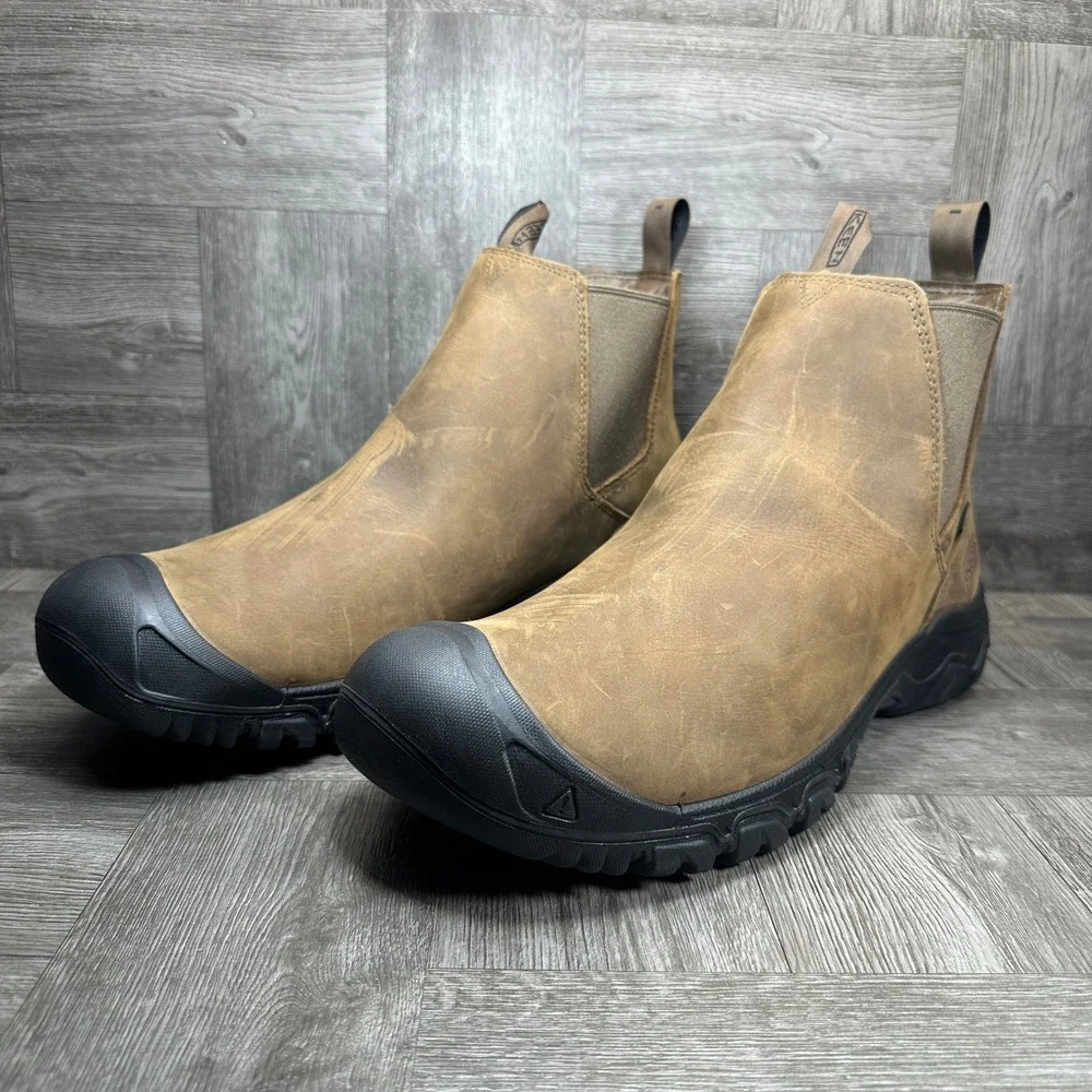 KEEN Anchorage III Chelsea Boots Mens 14 Brown Waterproof Leather NEW